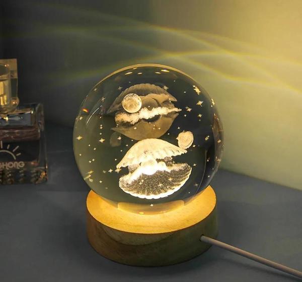 Işıklı Ahşap Altlıklı Cam Küre - Image 1