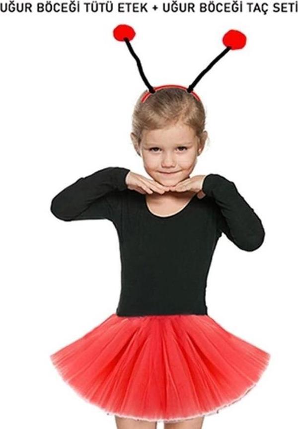 Gösteriler İçin Kırmızı Uğur Böceği Tütü Etek Ve Kırmızı Uğur Böceği Taç Seti - Image 1