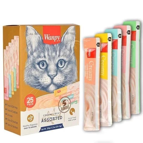 Wanpy Karışık Sıvı Kedi Ödül Maması 25x14 Gr - Image 1