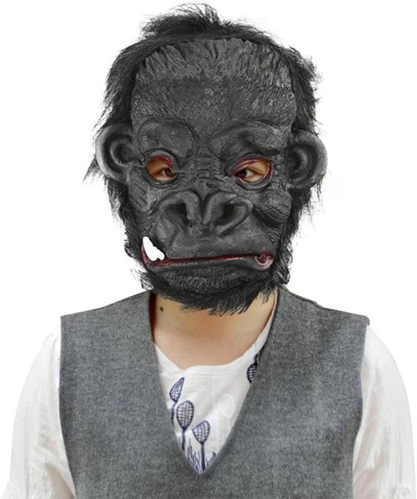 Lateks Goril Maskesi Maymun Maskesi Et Maskesi Orangutan Siyah Saçlı 4 No - Image 1