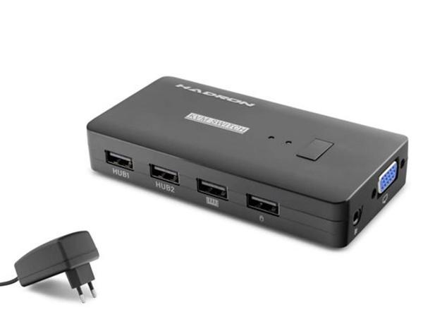Hadron Hdx1374  2 Port + 4- Usb Vga Kvm Switch  Kablolu Siyah - Image 1
