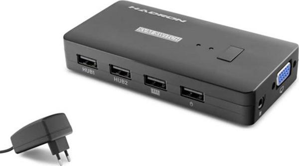Hadron Hdx1374  2 Port + 4- Usb Vga Kvm Switch  Kablolu Siyah - Image 1