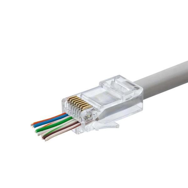 Hadron Hdx5030 100lü Cat6 Konnektör Ez Rj45 Paket Şeffaf Yeni Nesil Delikli - Image 1