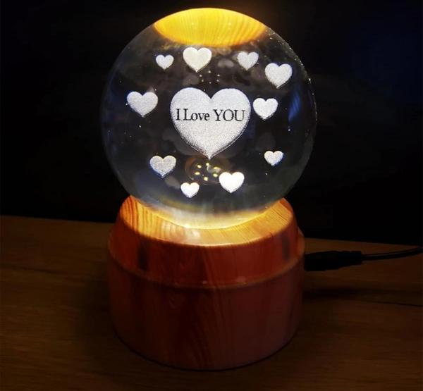 I Love You Tasarım Standlı Cam Küre - Image 1