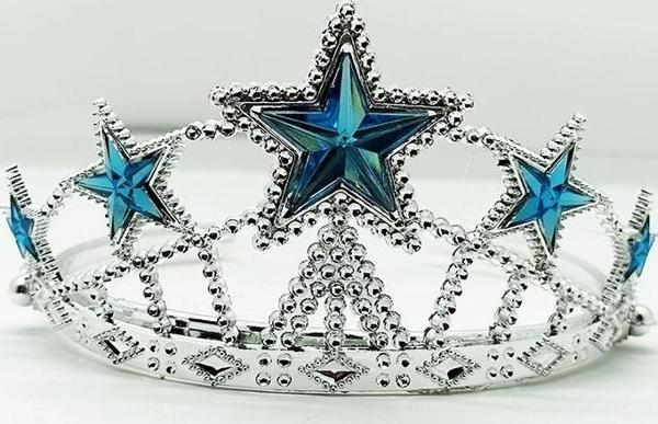 Mavi Yıldız Taşlı Plastik Kraliçe Prenses Elsa Tacı Çocuk Boy - Image 1