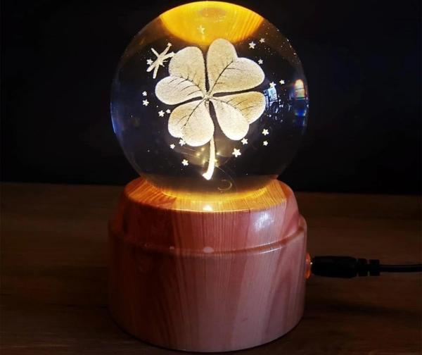 Usb&039li Yonca Tasarımlı Dönen Cam Küre - Image 1