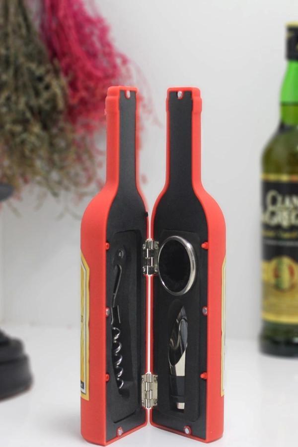 Şişe Tirbuşon Seti Küçük Kırmızı Alk2627 - Image 1