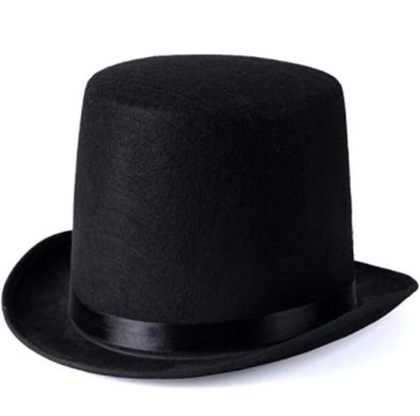 Yetişkinler İçin Siyah Renk Ringmaster Sihirbaz Şapkası Fötr Şapka 15 Cm - Image 1