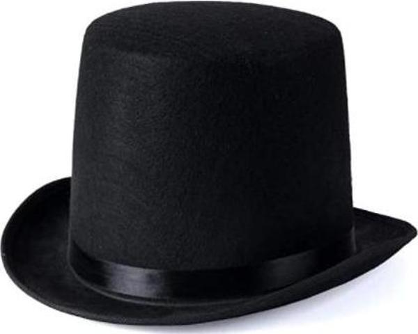 Yetişkinler İçin Siyah Renk Ringmaster Sihirbaz Şapkası Fötr Şapka 15 Cm - Image 1