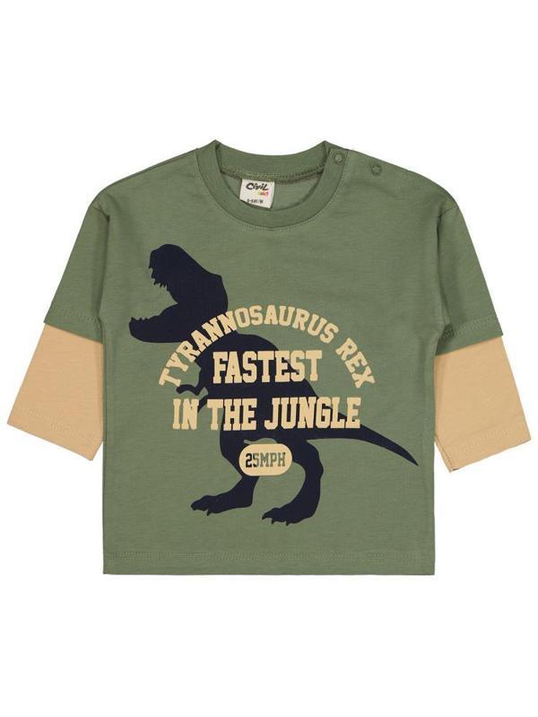 Civil Baby Dinazor Baskılı 6-18 Ay Sweatshirt - Haki18-24 Ay - Image 1