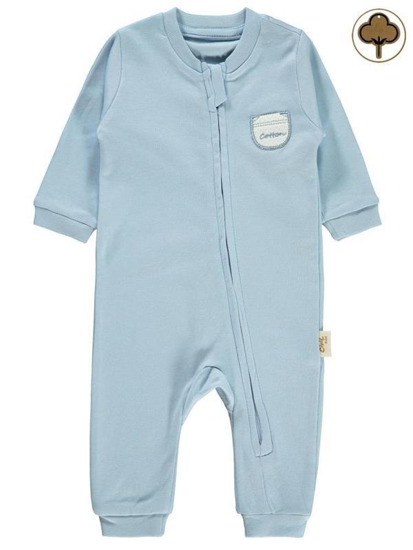 Civil Baby Organik Pamuklu Fermuarlı 0-6 Ay Tulum - Mavi0-1 Ay - Image 1