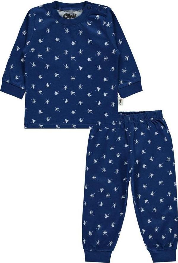 Civil Baby Palmiye Emprime 6-18 Ay Erkek Pijama Takım - Lacivert12-18 Ay - Image 1