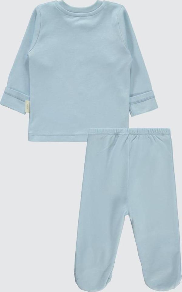 Civil Baby Organik Pamuklu 0-6 Ay Bebe Pijama Takımı - Mavi0-1 Ay - Image 1