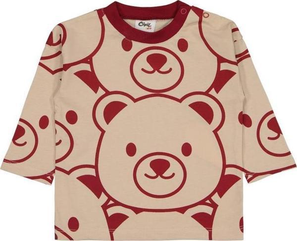Civil Baby Ayıcıklar Baskılı 6-18 Ay Sweatshirt - Bordo18-24 Ay - Image 1