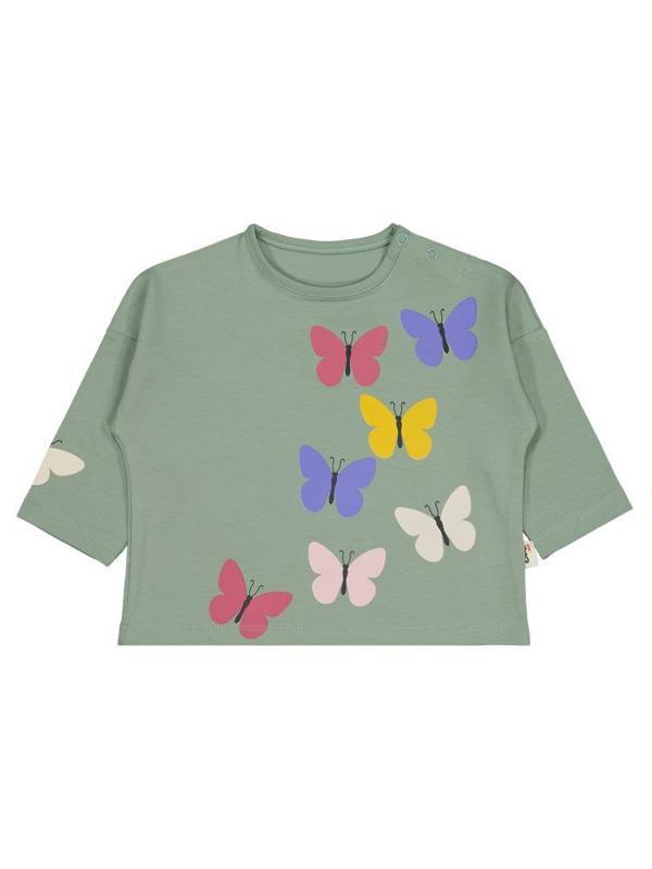 Cvl-60 Civil Baby Küçük Kelebekler Baskılı 6-18 Ay Sweatshirt - Yeşil12-18 Ay - Image 1