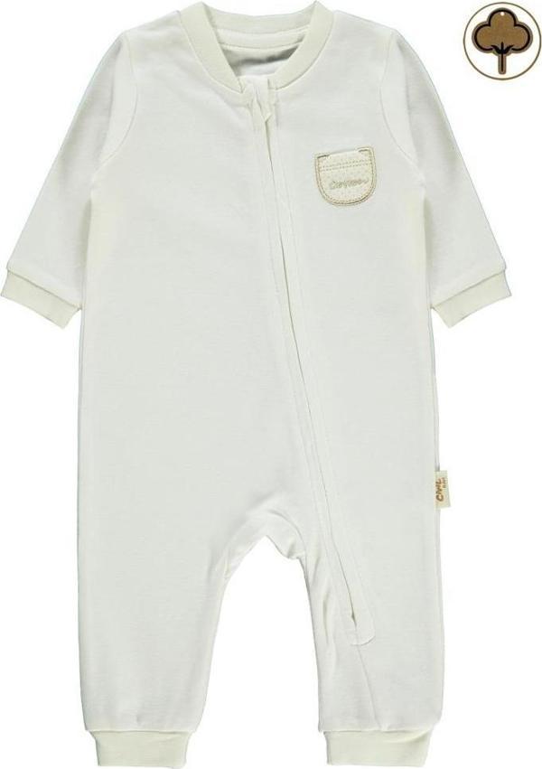 Civil Baby Organik Pamuklu Fermuarlı 0-6 Ay Tulum - Ekru6-9 Ay - Image 1