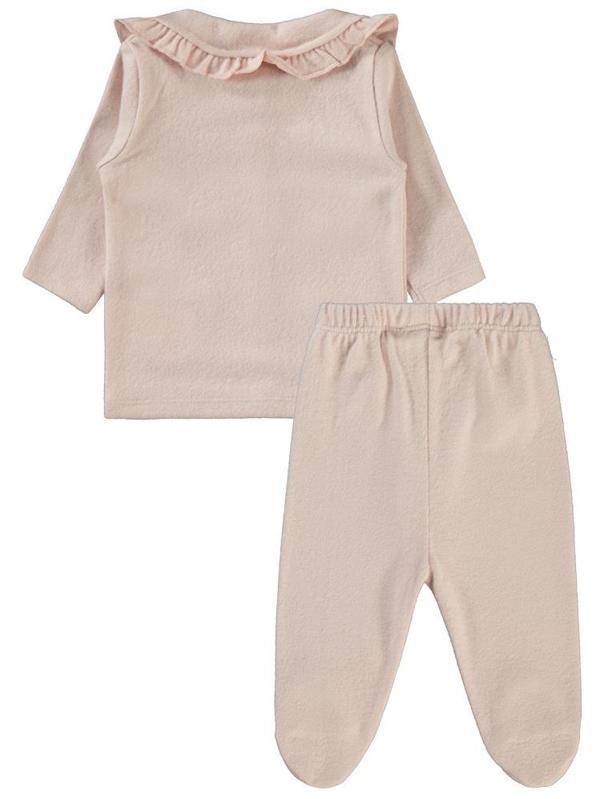 Civil Baby Çiçek Nakışlı 1-6 Ay Pijama Takımı - Pudra1-3 Ay - Image 1