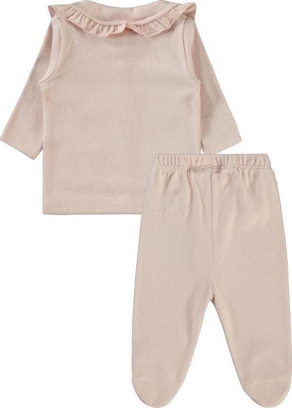 Civil Baby Çiçek Nakışlı 1-6 Ay Pijama Takımı - Pudra1-3 Ay - Image 1