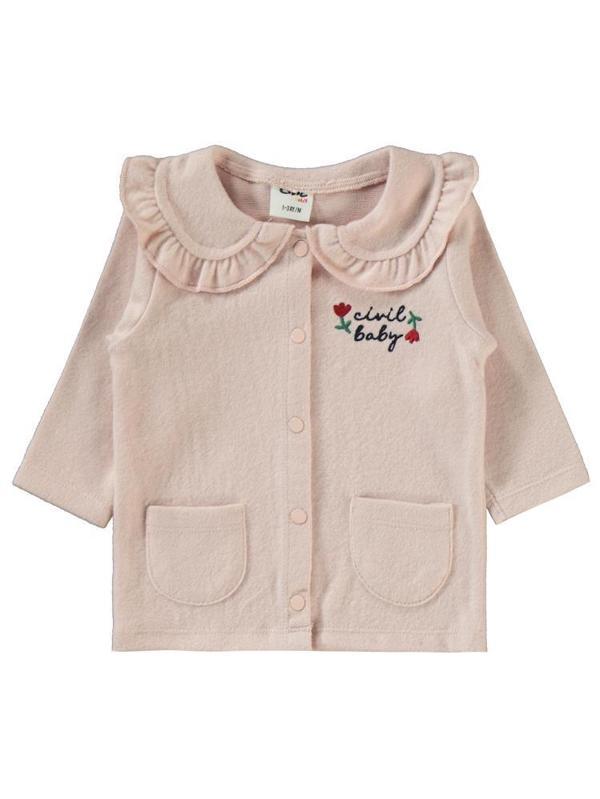 Civil Baby Çiçek Nakışlı 1-6 Ay Pijama Takımı - Pudra6-9 Ay - Image 1