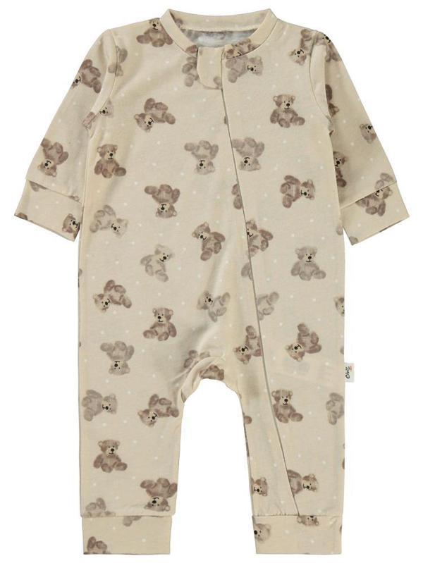 Civil Baby Oturan Ayıcık Baskılı 3-18 Ay Tulum - Bej3-6 Ay - Image 1