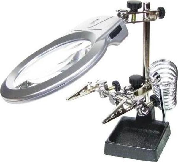 Ayarlanabilir Başlıklı Elektronikçi Yardım Lehim Standı Ile Ledli Büyüteç - Image 1