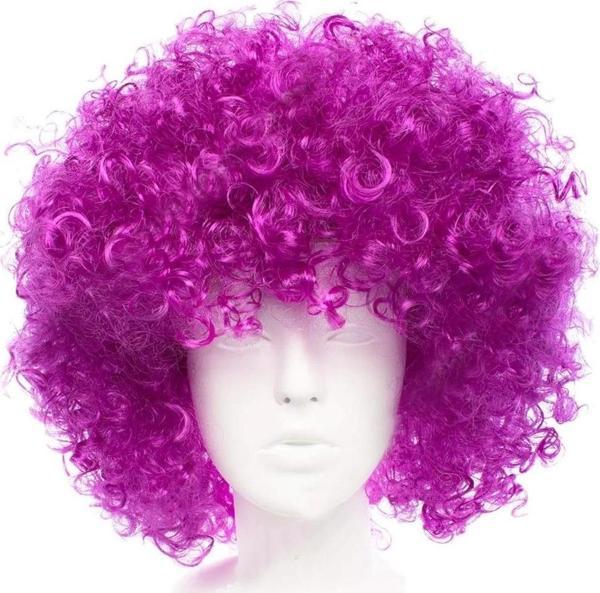 Koyu Mor Renk Violet Afro Bonus Saç Peruk - Image 1