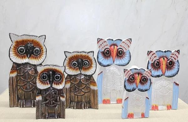 Ahşap 3'lü 30 Cm Baykuş Seti 3sutama-6 - Image 1