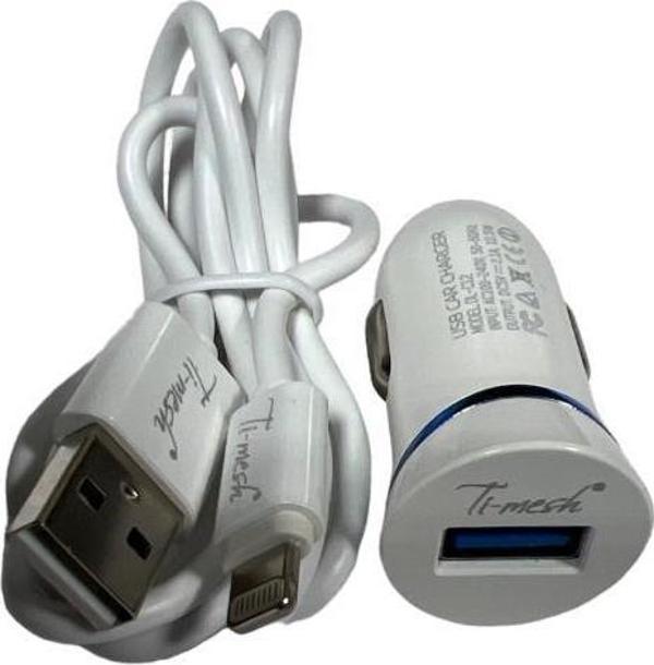 PDAteknoloji Lightning 2.1A Araç Şarj Cihazı DL-C12 - Beyaz - Image 1