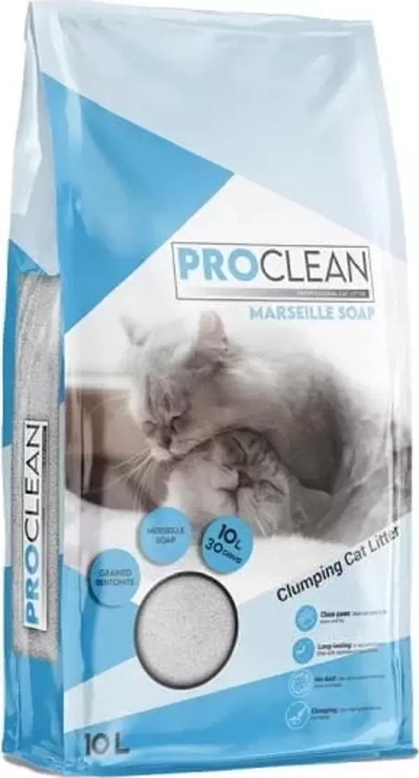 ProClean Marsilya Sabun Kokulu Topaklanan Kedi Kumu Kalın Taneli 10 Lt - Image 1