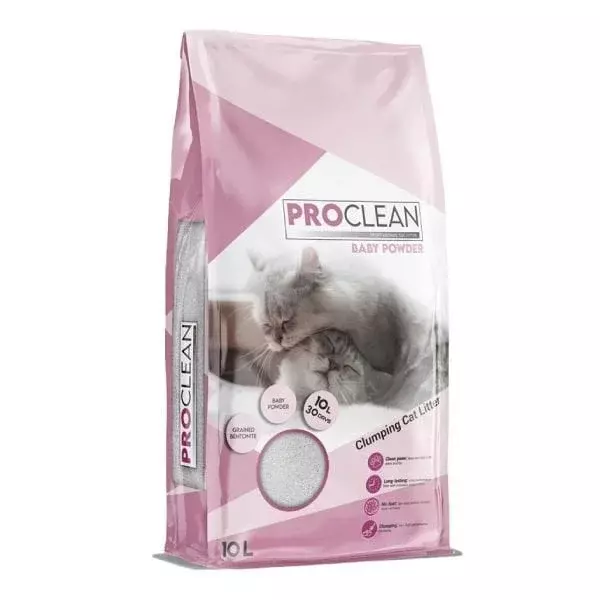 ProClean Bebek Pudra Kokulu Topaklanan Kedi Kumu Kalın Taneli 10 Lt - Image 1