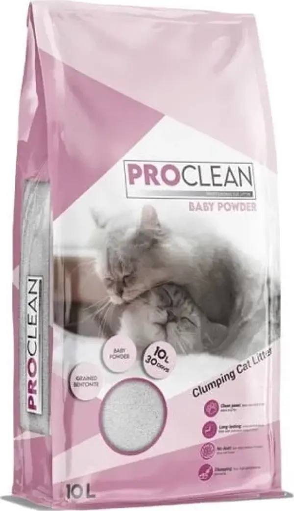 ProClean Bebek Pudra Kokulu Topaklanan Kedi Kumu Kalın Taneli 10 Lt - Image 1