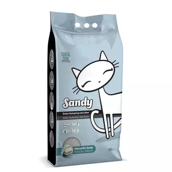 Sandy Sodyum Ultra Topaklaşan Marsilya Sabunlu Doğal Kedi Kumu 10 Kg - Image 1