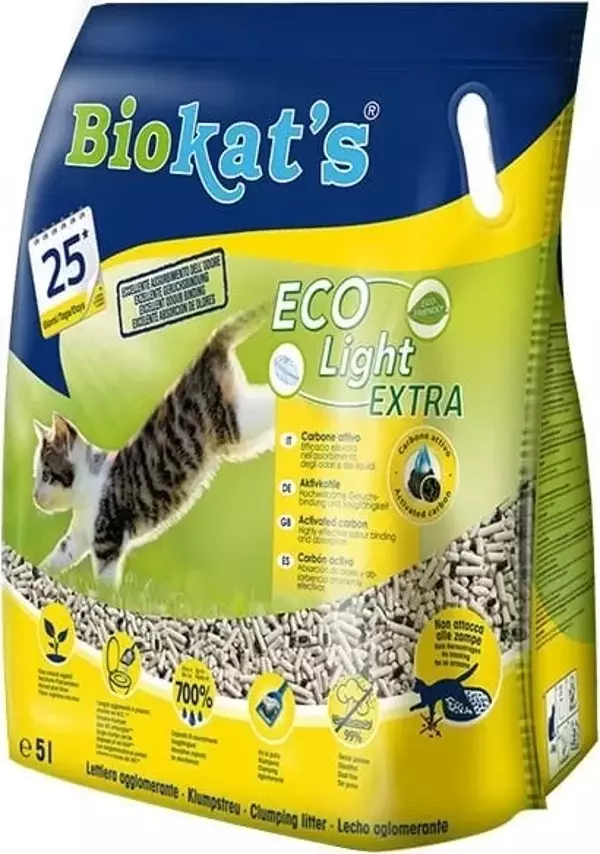 Biokats Eco Light Extra Pelet Aktif Karbonlu Kedi Kumu 5 Lt - Image 1
