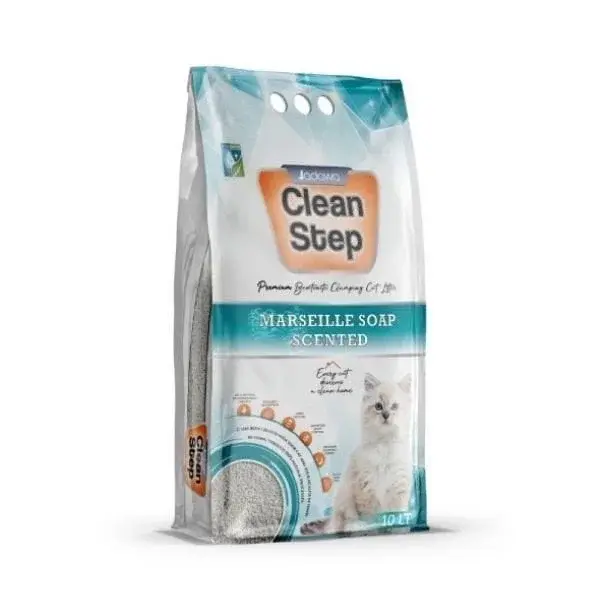 Clean Step  Aktif Karbonlu Marsilla Kokulu İnce Taneli Topaklanan Bentonit Kedi Kumu 10 Lt - Image 1