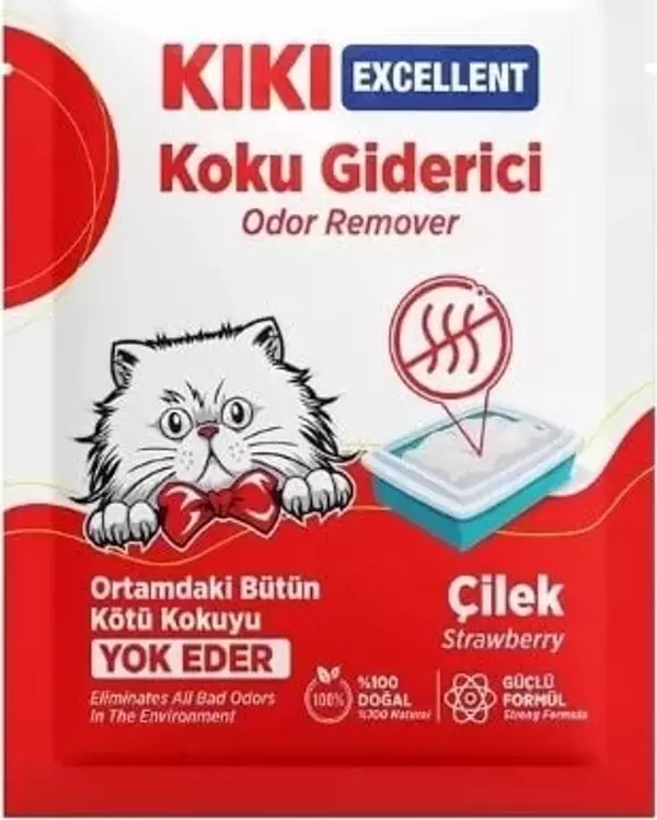 Kiki Excellent Çilek Kokulu Kedi Kumu Koku Giderici 25 Gr - Image 1
