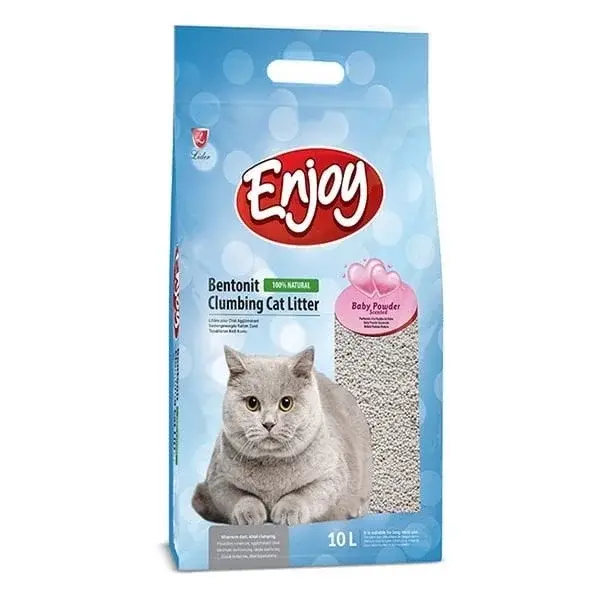 Enjoy Topaklanan Bebek Pudra Kokulu Bentonit Doğal Kedi Kumu 10 Lt - Image 1
