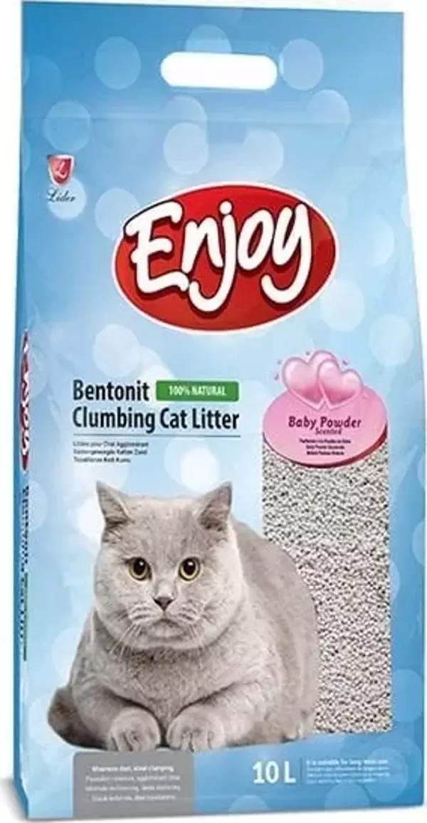 Enjoy Topaklanan Bebek Pudra Kokulu Bentonit Doğal Kedi Kumu 10 Lt - Image 1