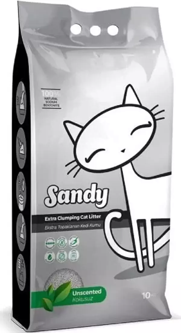 Sandy Parfümsüz Ekstra Topaklanan Sodyum Bentonit Kedi Kumu 10 Kg - Image 1