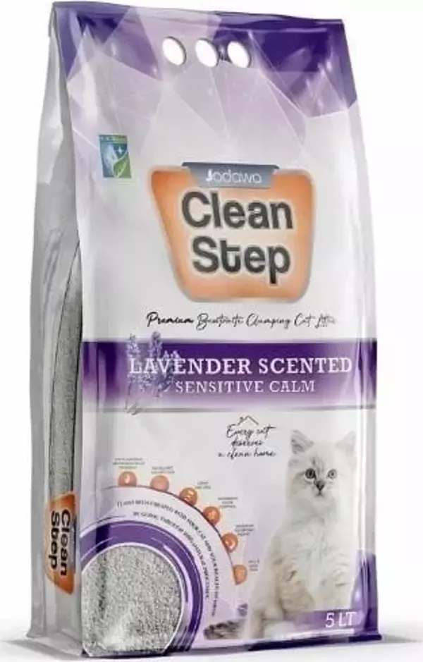 Clean Step  Aktif Karbonlu Lavanta Kokulu İnce Taneli Topaklanan Bentonit Kedi Kumu 5 Lt - Image 1