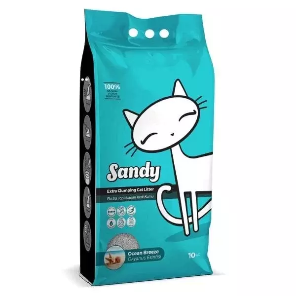 Sandy Ekstra Topaklanan Okyanus Esintili Doğal Kedi Kumu 10 Kg - Image 1