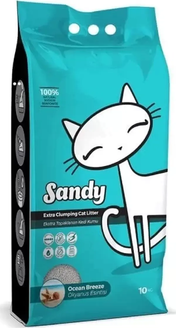 Sandy Ekstra Topaklanan Okyanus Esintili Doğal Kedi Kumu 10 Kg - Image 1
