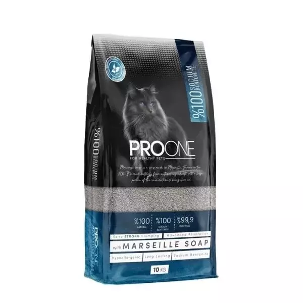 Pro One Hypoallergenic Marsilya Sabunu Kokulu İnce Taneli Sodyum Bentonit Kedi Kumu 10 Kg - Image 1