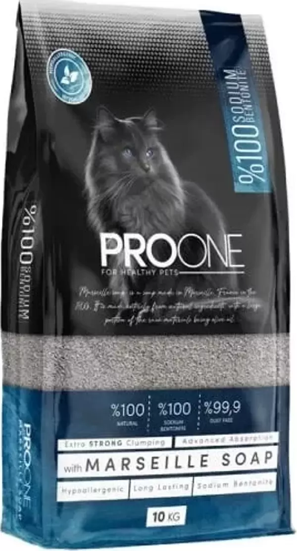 Pro One Hypoallergenic Marsilya Sabunu Kokulu İnce Taneli Sodyum Bentonit Kedi Kumu 10 Kg - Image 1