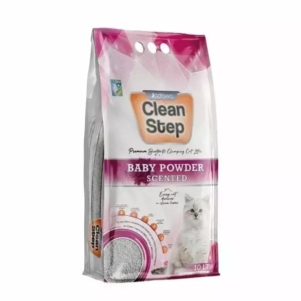 Clean Step  Aktif Karbonlu Bebek Pudralı İnce Taneli Topaklanan Bentonit Kedi Kumu 10 Lt - Image 1