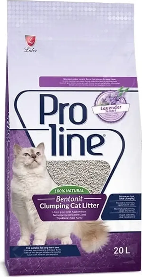 Proline Lavanta Kokulu Topaklanan Bentonit Kedi Kumu 20 Lt - Image 1