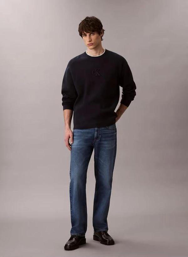 Calvin Klein Jeans Uzun Kollu Kabartma Logolu Bisiklet Yaka Erkek Kazak LV04RD300G-CEF - Image 1