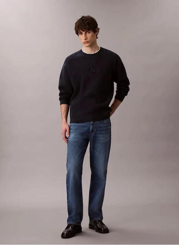 Calvin Klein Jeans Uzun Kollu Kabartma Logolu Bisiklet Yaka Erkek Kazak LV04RD300G-CEF - Image 1