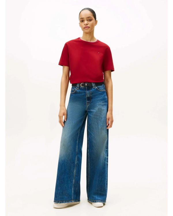 Tommy Hilfiger RWB Pike Bisiklet Yaka Kısa Kollu Kadın T-shirt WW0WW47310XIT - Image 1