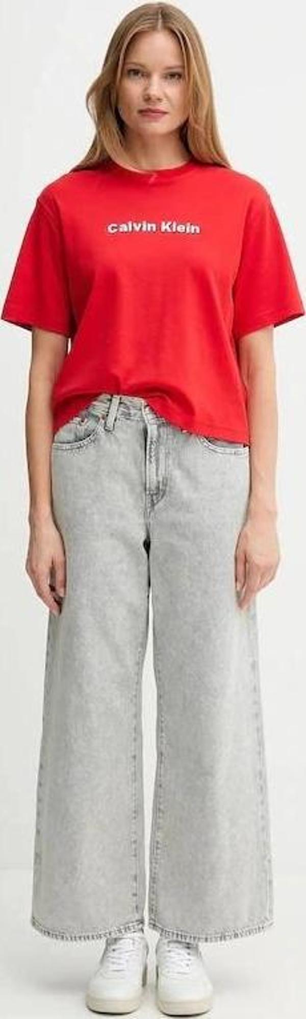 Calvin Klein Jeans Kısa Kollu 2 Renkli 3D Nakışlı Logolu Kadın T-shirt LV047D205G-VTW - Image 1
