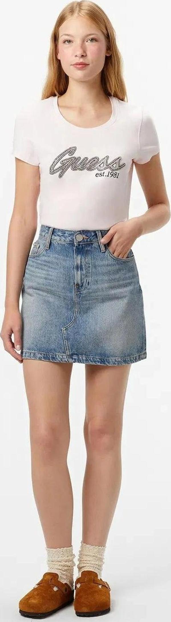 Guess Hot Kadın Pembe Slim Fit T-Shirt W5YI16J1314-A60W - Image 1